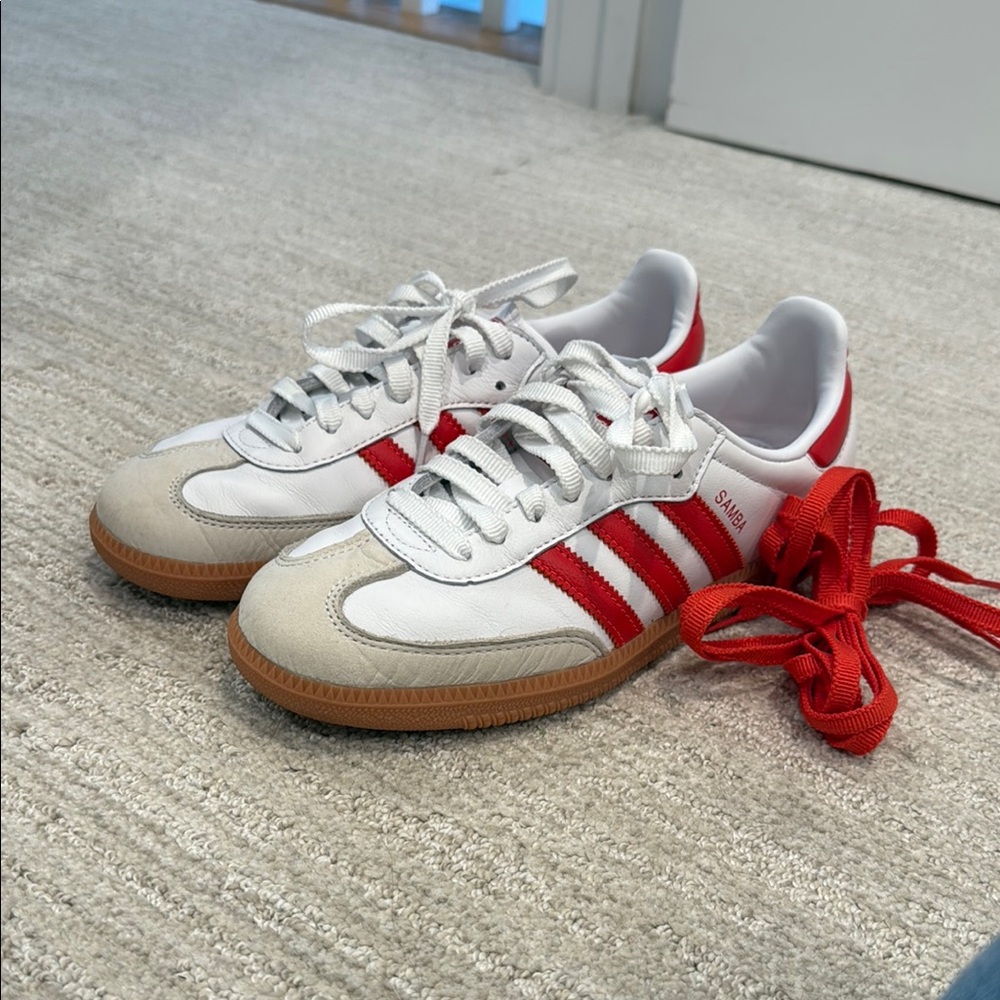 Adidas Samba White and Red Trainers